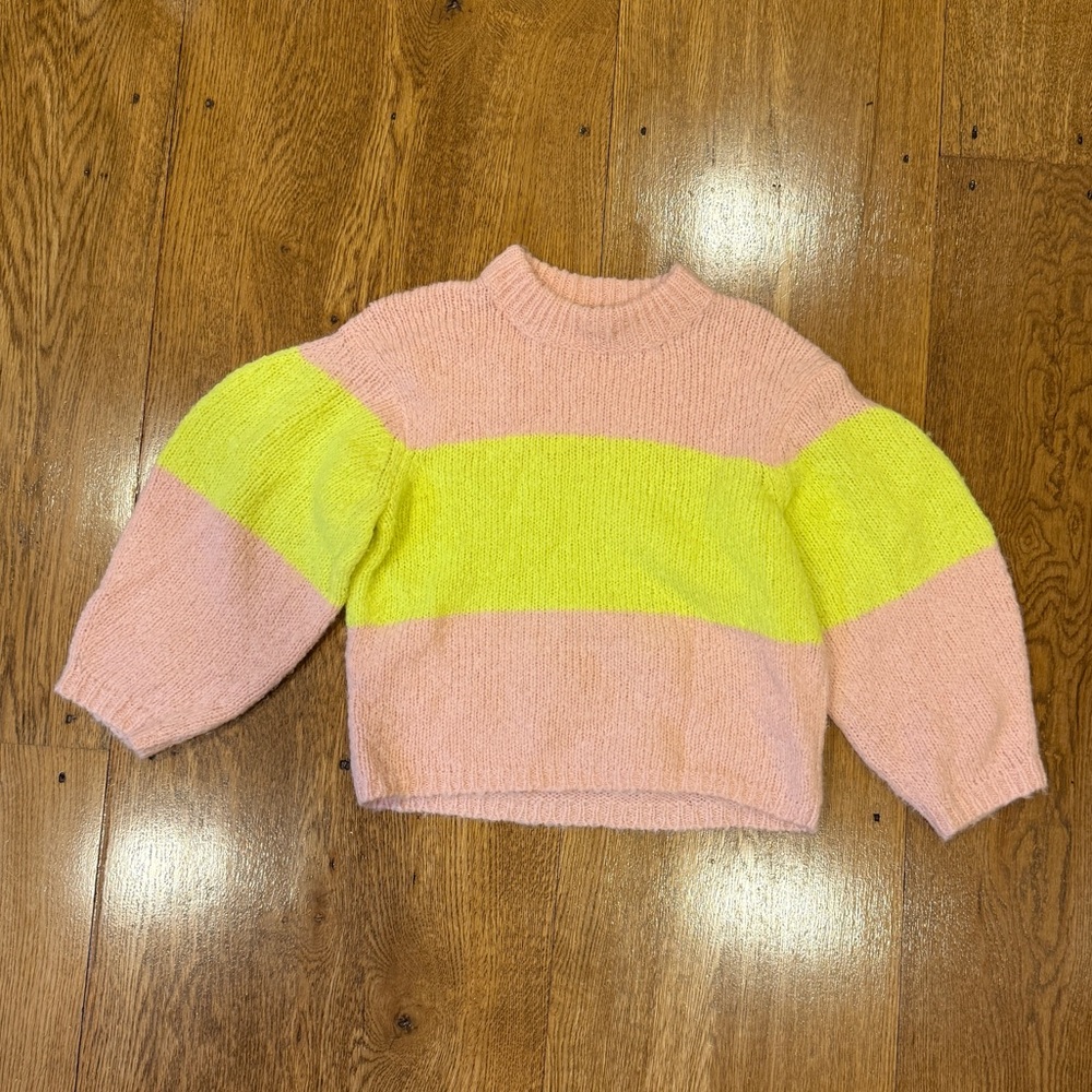 Tibi Cream and Yellow Stripe Sweater (Size S)